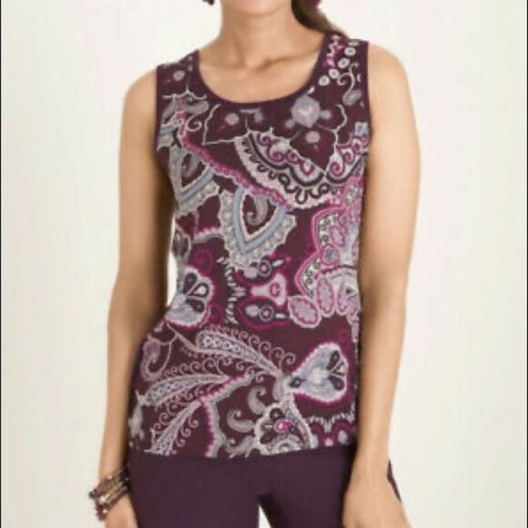 NWT🏷 Chico's purple paisley tank, size 1 (Medium) - Picture 1 of 9